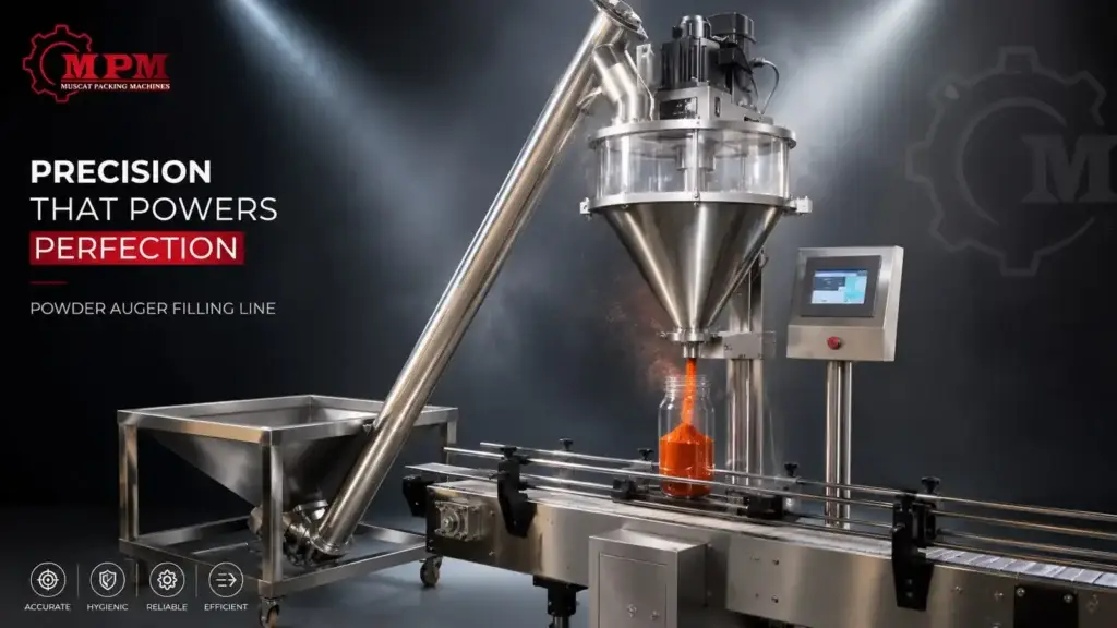 Powder auger filling line by Muscat Packing Machines