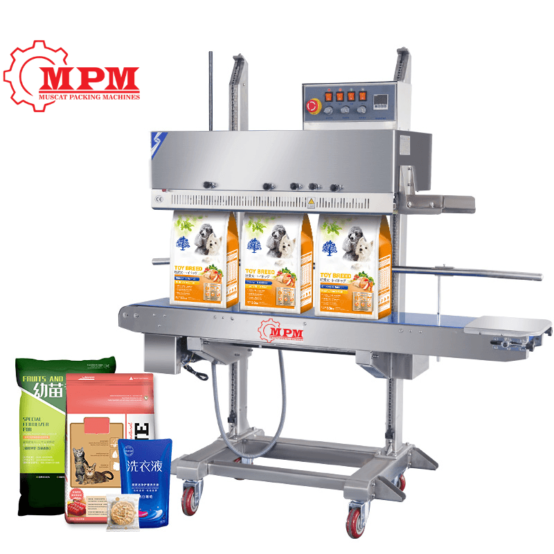 FRP-1100LW Continuous Vertical Band Sealer with code printer