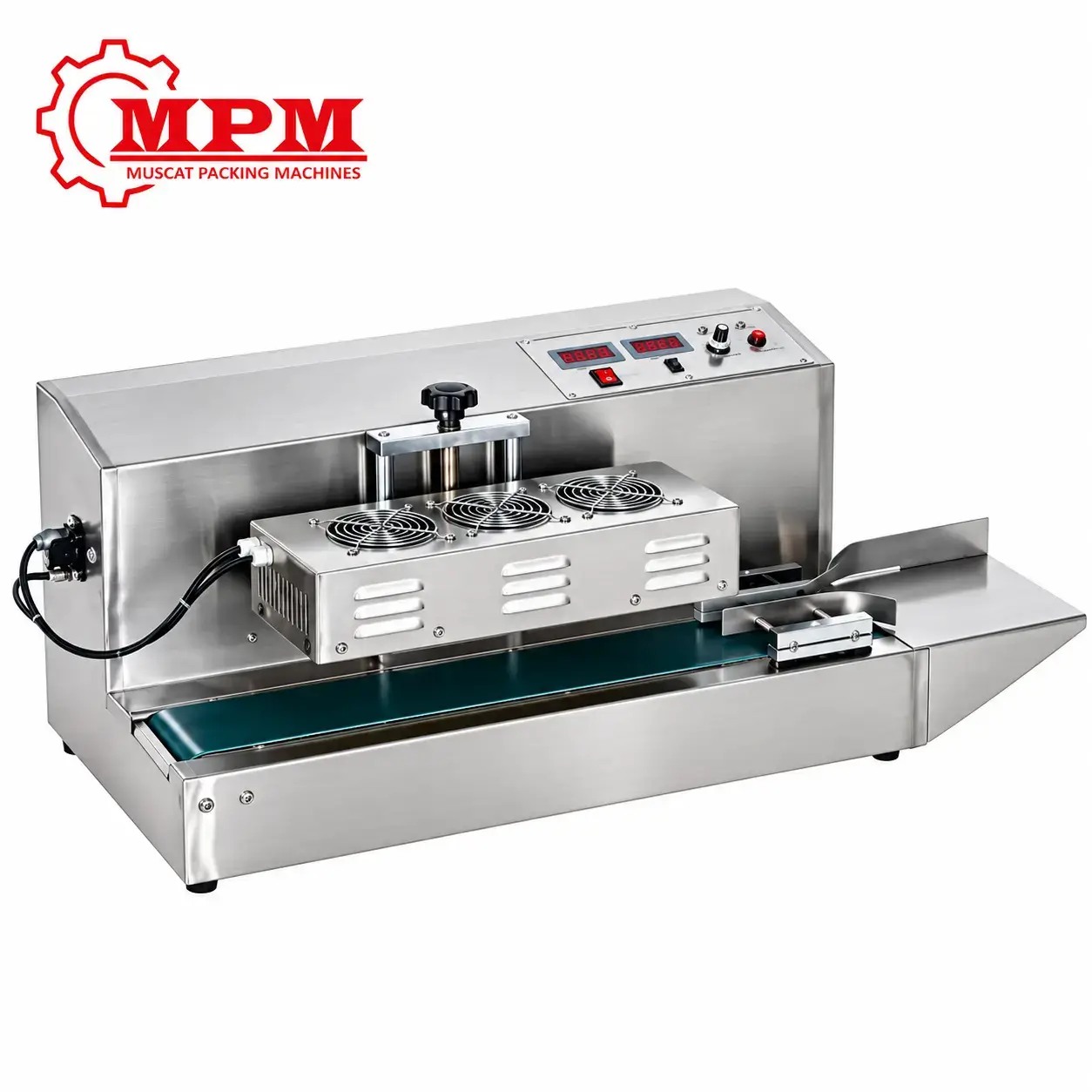 Continuous induction sealing head for foil-lined bottle caps